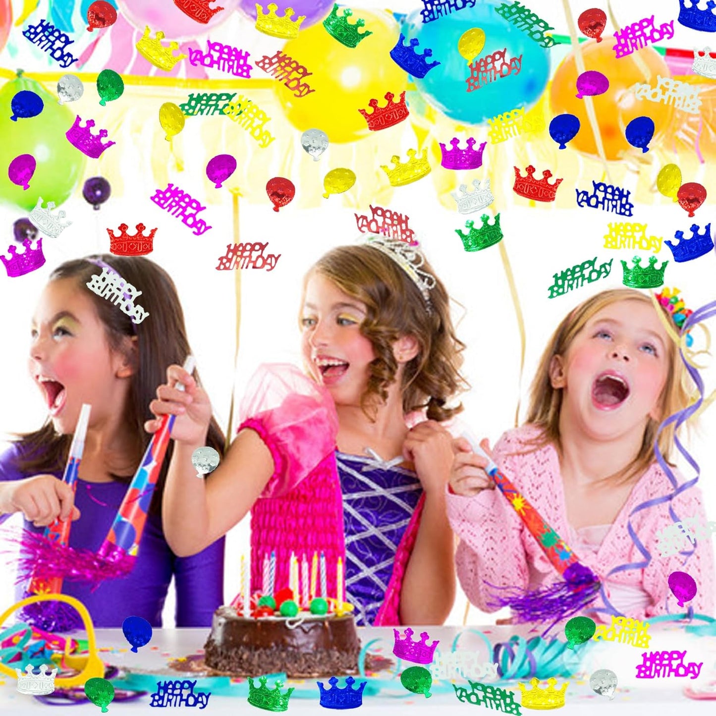 Confetti Happy Birthday Sequins Table Confetti Metallic Foil Sprinkles or DIY Multicolor Birthday Sequins Metallic for Birthday Party Supplies