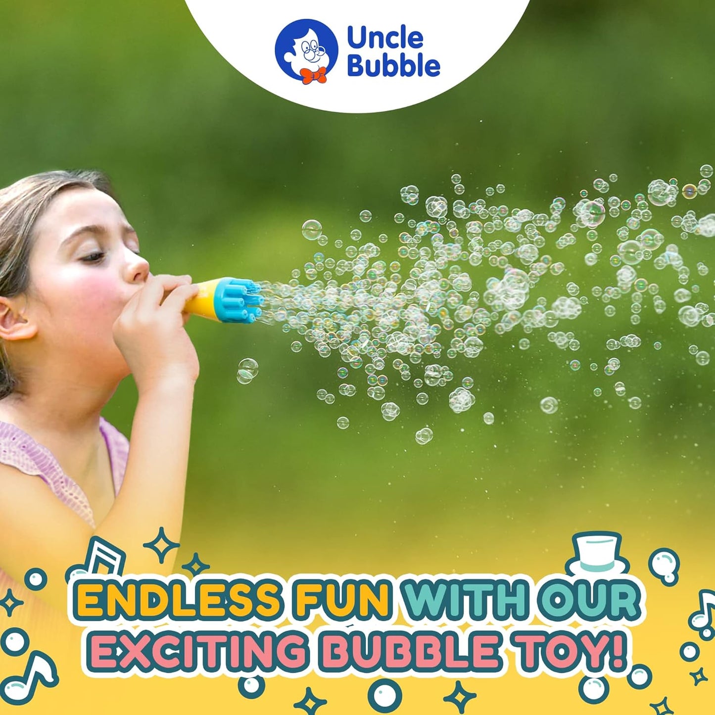 Uncle Bubble Eco Mini Bubble Blower - Plastic Reduction Version! Create Thousands of Mini Bubbles with Just One Breath! Perfect for Toddlers!