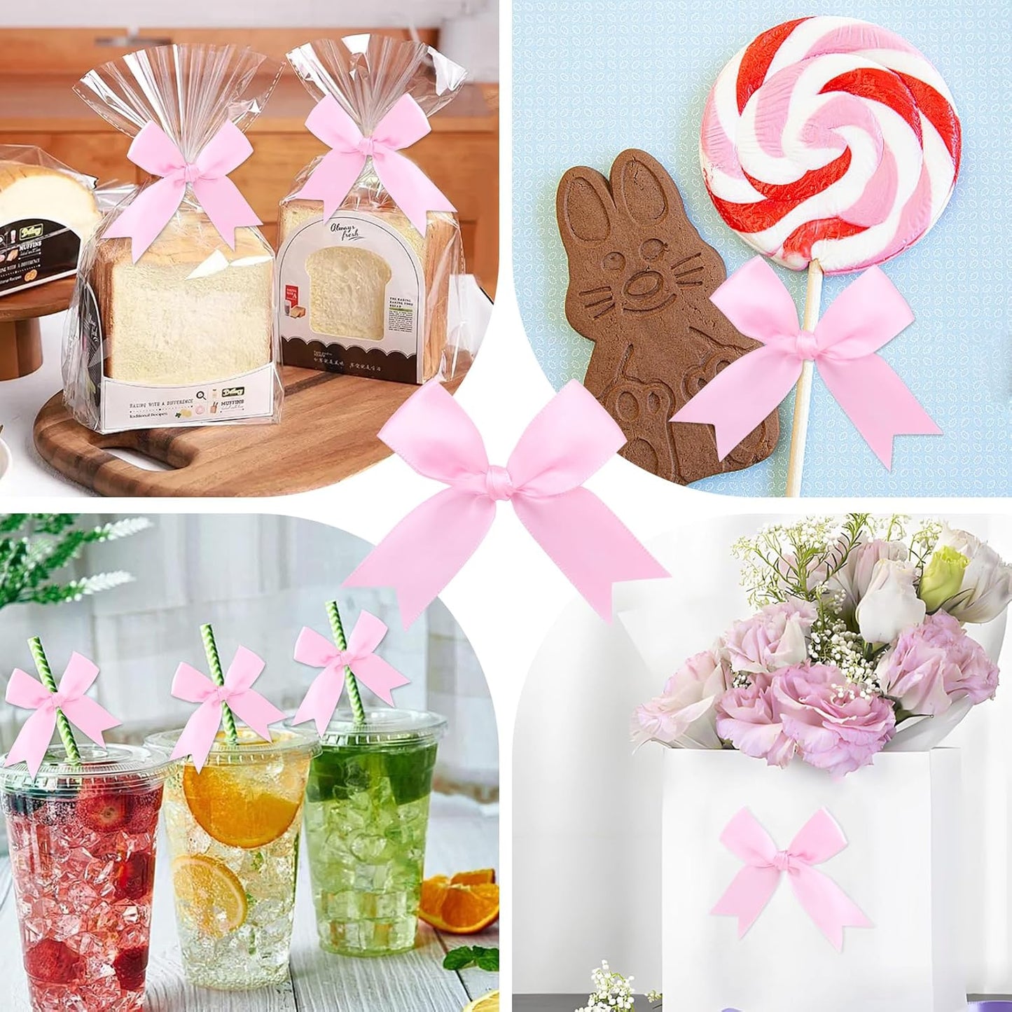 Feluwi Pink Gift Wrap Bows (50 Pcs) - 3.3 Inch Elegant Plastic-Free Bows for Christmas Gifts, Birthday Presents, Wedding Friendly Party Supplies, Baby Shower, Gift Bags Decorative Accessories