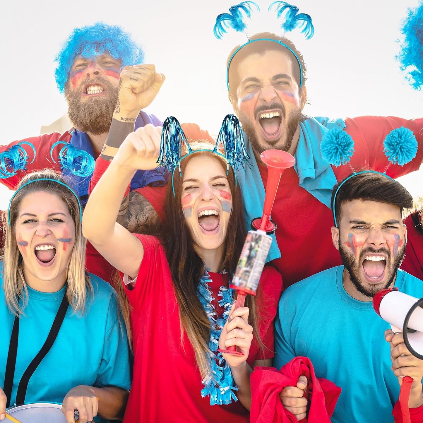 Censen 12 Pcs Halloween Pom Pom Party Headbands Tinsel Ponytails Spirit Head Bopper Headwear for Christmas Birthday Holiday