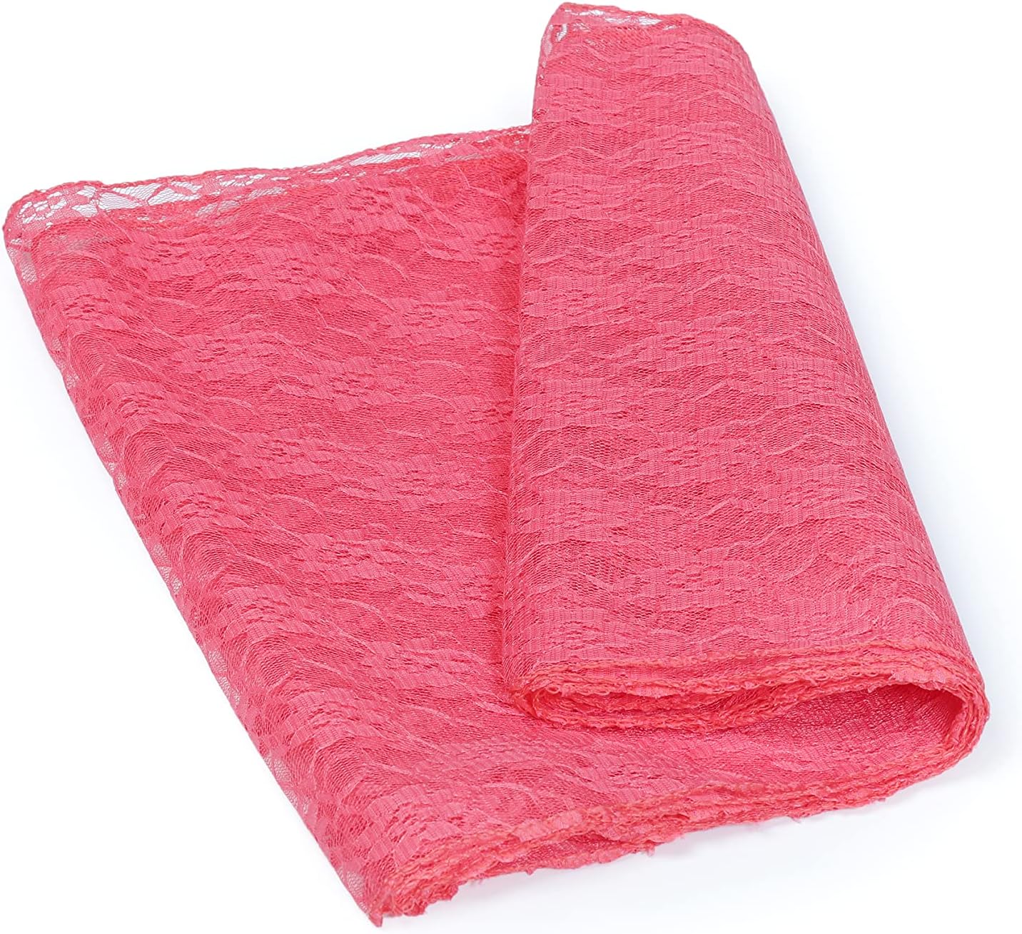 MDS Pack of 25Wedding 12 x 108 inches Lace Table Runner for Wedding, Decorations for Birthday Parties, Banquets, Graduations, Engagements, and Runners fit Rectangle, Round Table- Coral