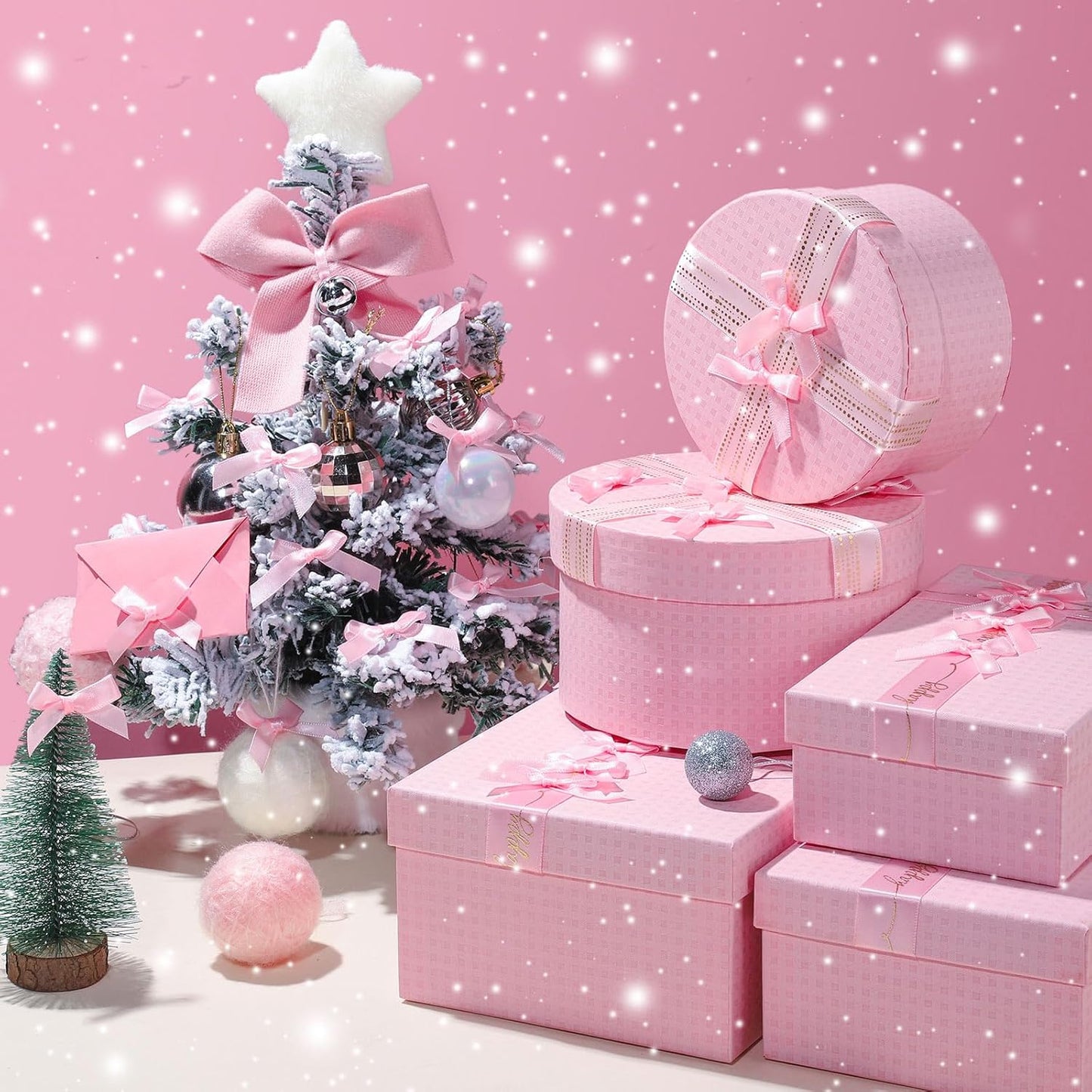 YGDZ Mini Pink Bows - 50 PCS, Satin Fabric Ribbons for Crafts, Tiny Bows for Wedding Party Favors, Gift Box Decorations