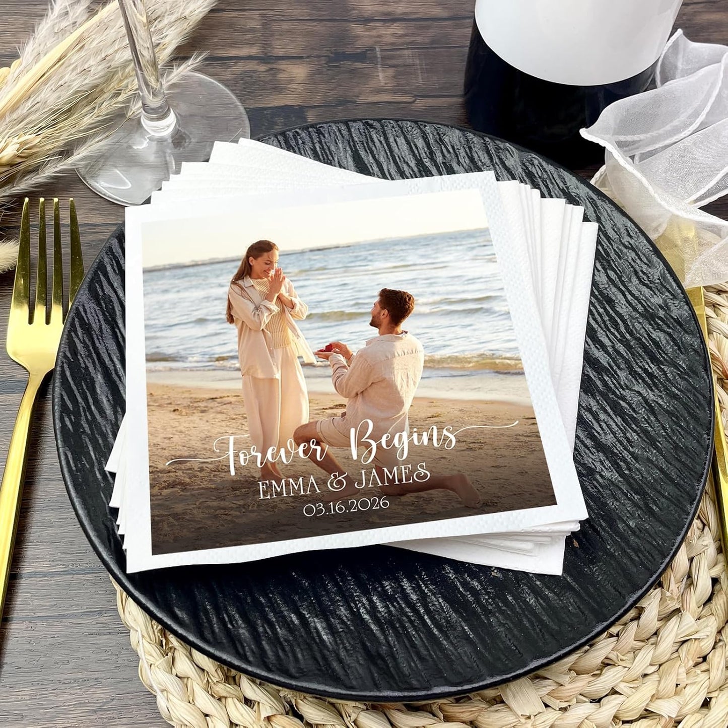 Personalized Custom Napkins: 50 Personalized Printed Napkins, 3 Ply, Custom Cocktail Napkins - Imprinted with Your Logo, Photo or Any Design You Want (white)