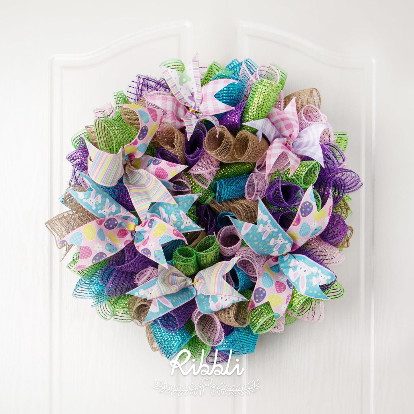 Ribbli 2 Rolls Turquoise Blue Mesh Ribbon,10 inch x 30 feet(10Yard) Each Roll,Metallic Turquoise with Blue Foil,Use for Wreath Swags and Christmas Decoration