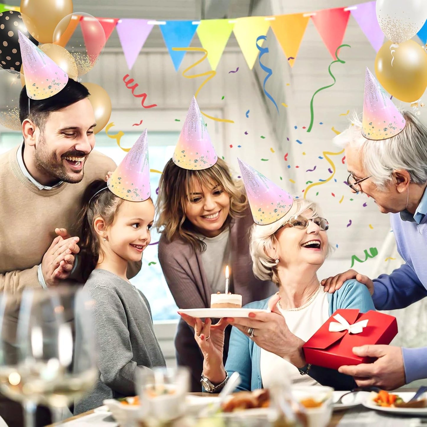 CANREVEL Party Hats for Kids and Adults, Party Headwear, Happy Birthday Hats, Birthday Party Decorations