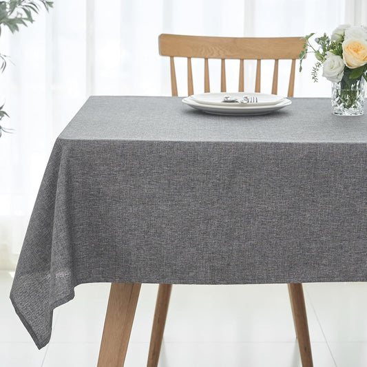 maxmill Square Linen Textured Tablecloth Waterproof Spillproof Wrinkle Free Slubby Textured Table Cloth for Dinner and Party Washable Wipeable Fabric Table Cover Decoration, 60 x 60 Inch, Dark Grey