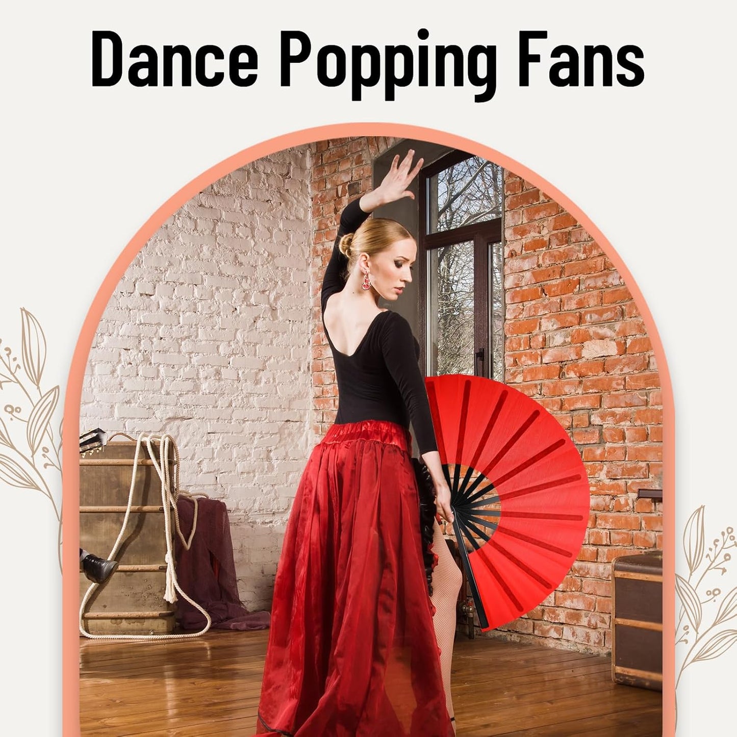 5PCS Large Chinese Folding Fans for Line Dancing, Clacking Fans for Line Dancing, Foldable Handheld Fans, Popping & Clapping Hand Fans Bulk Set (5 Colors)