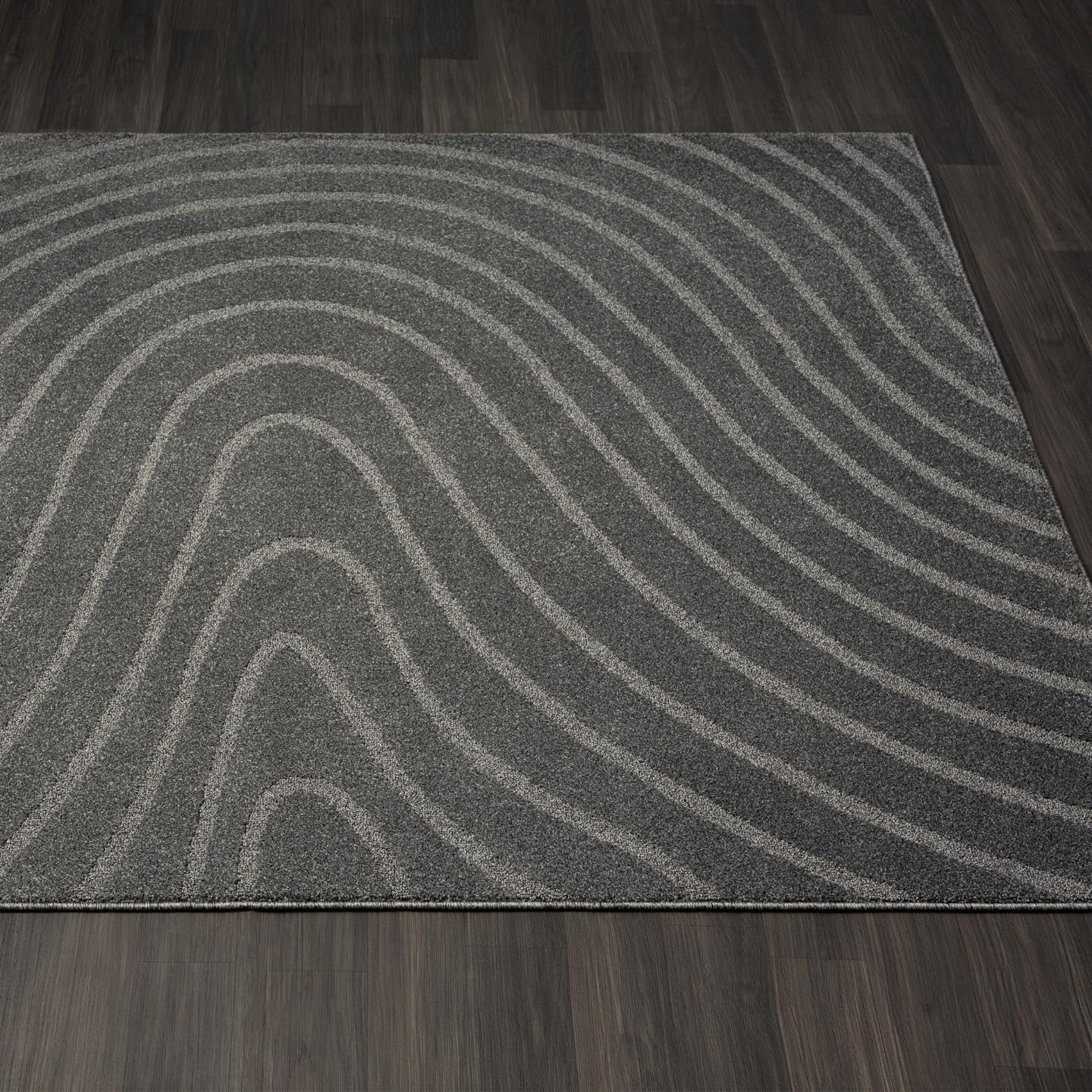 LUXE WEAVERS Modern Geometric Wave Anthracite 2x8 Area Rug