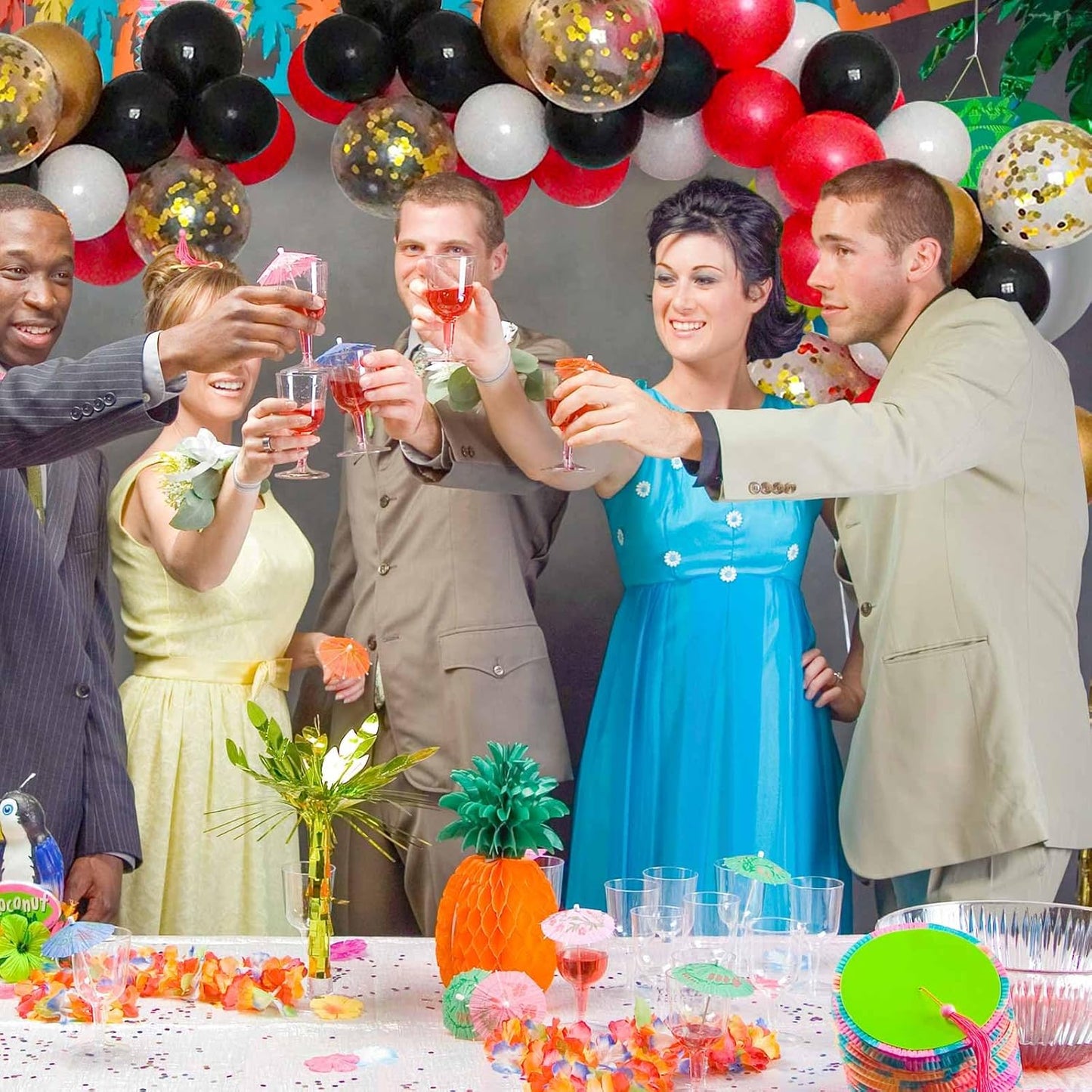 DIY Balloon Arch & Garland Kit, 113Pcs Party Balloons Decoration Set, Gold Confetti Balloons & Gold Red Black White Latex Balloons for Baby Shower, Wedding, Birthday, Graduation Party