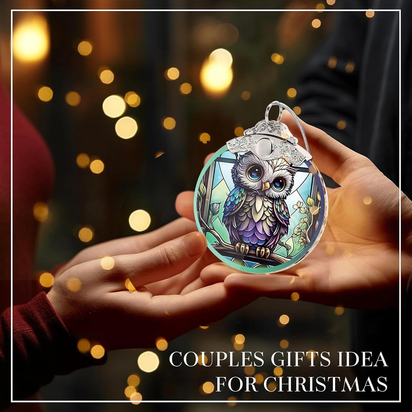 Stained Glass Effections, Christmas Tree 4 Inch Acrylic Ornament Art, White Elephant Gifts Car Interiors Decors, Christmas Decor, Decorations for Festival 2025 Christmas Ornament