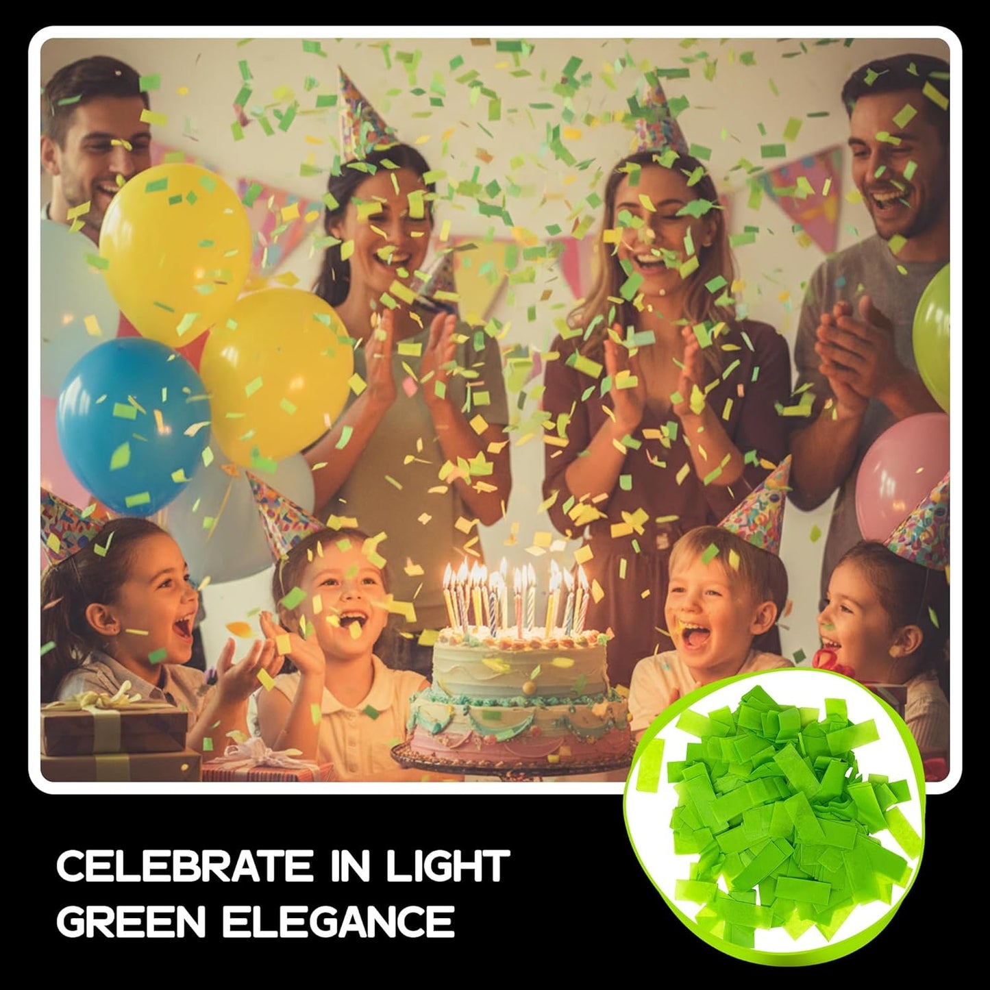 Light Green Biodegradable Confetti - Rectangular Flame-Resistant Tissue Paper Confetti for Cannon and Launcher use – Best for Gender Reveal, Parties, and Concerts - 20 lb, 320 oz