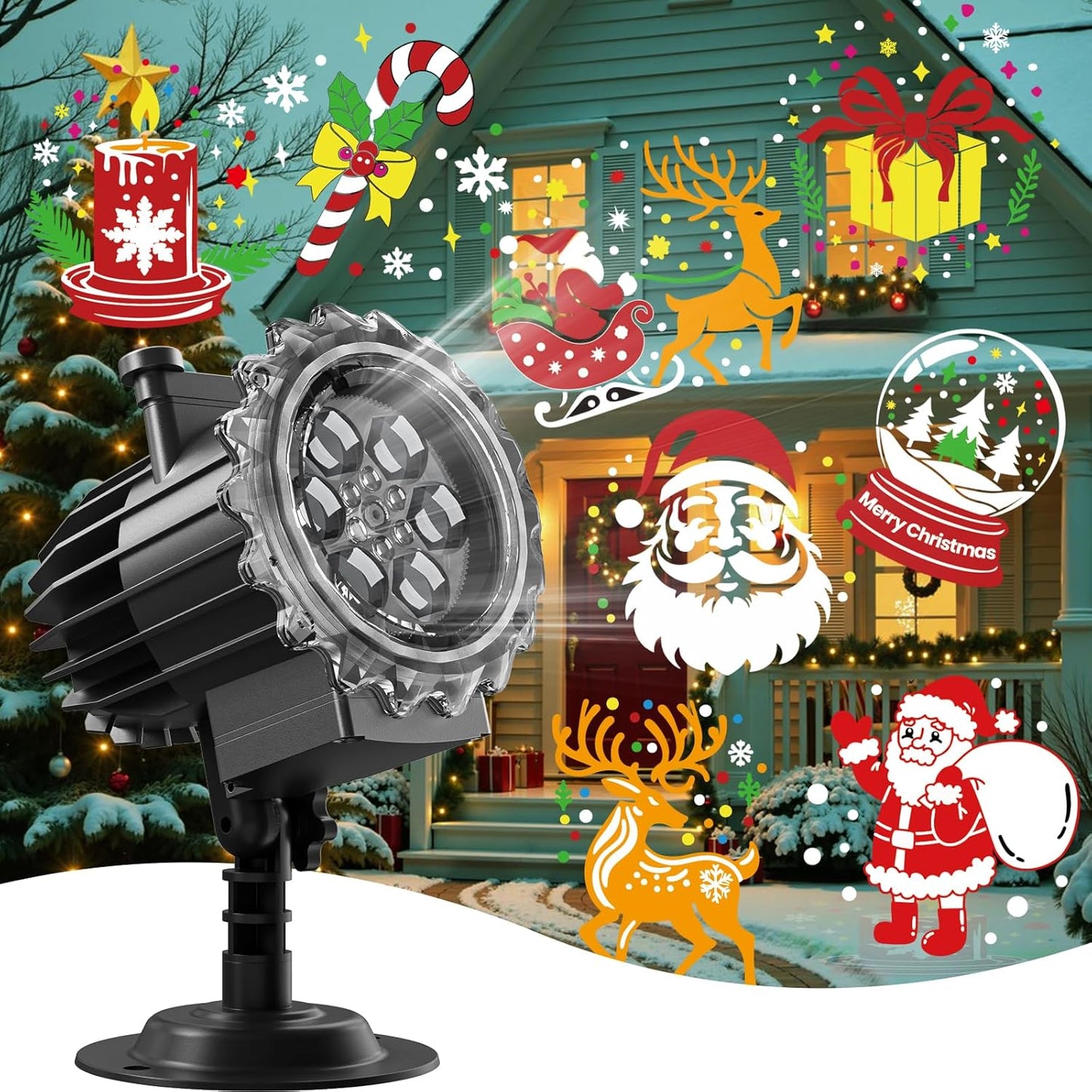 Christmas and Halloween Projector Lights Outdoor Holiday Decoration for Christmas, Halloween, Easter, Independence Day, Thanksgiving, New Year & Birthday Parties