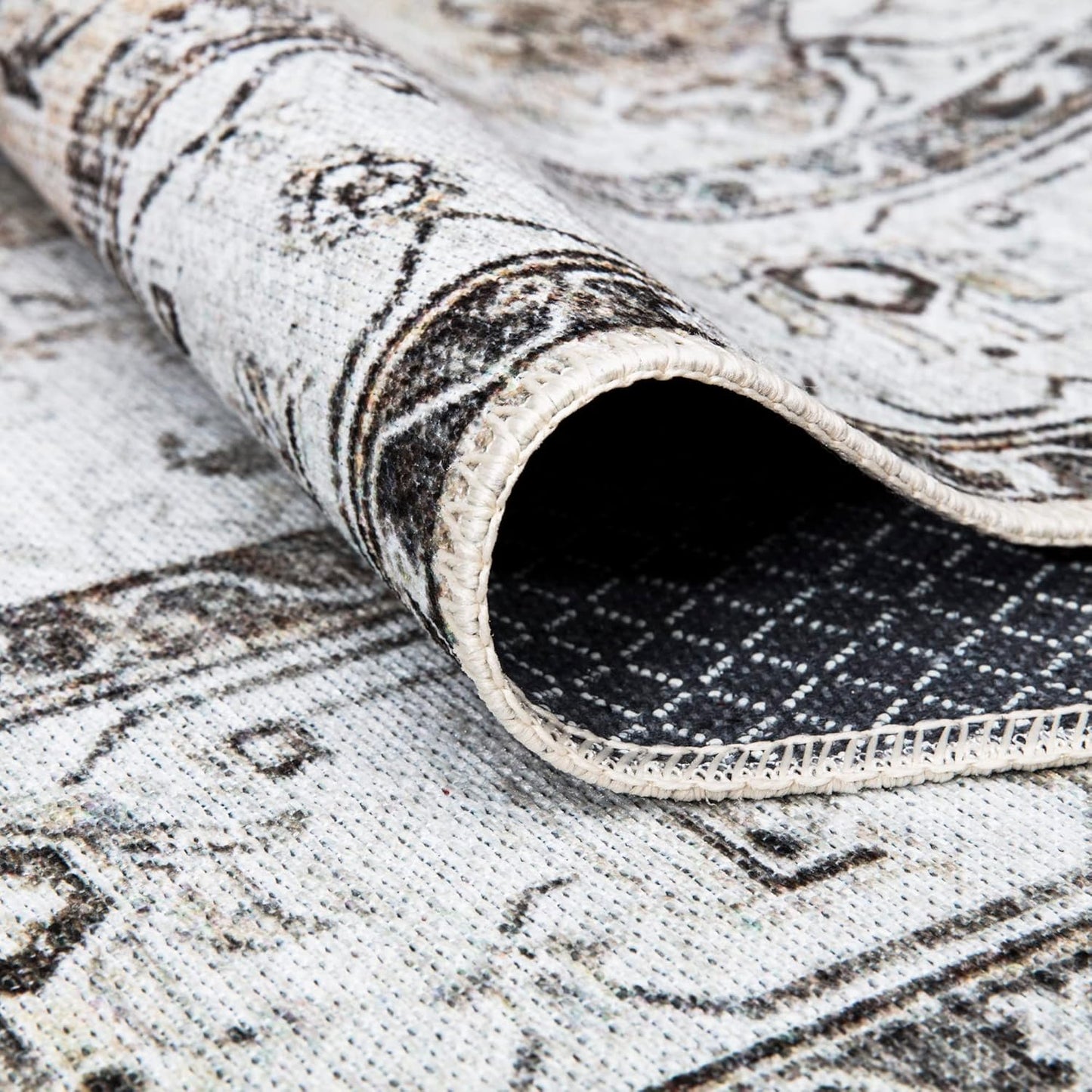 Bloom Rugs Washable Non-Slip 8' x 10' Rug - Brown/Beige/Charcoal Traditional Area Rug for Living Room, Bedroom, Dining Room, and Kitchen - Exact Size: 8' x 10'