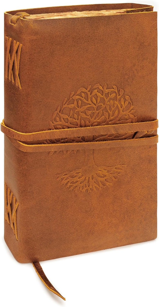 LUXEORIA Tree Of Life Leather Journal for Women and Men, Handcrafted Leather Journal for Writing Womens, Sketchbook, Travel Diary with Unlined Deckle Paper, Tan 8x13