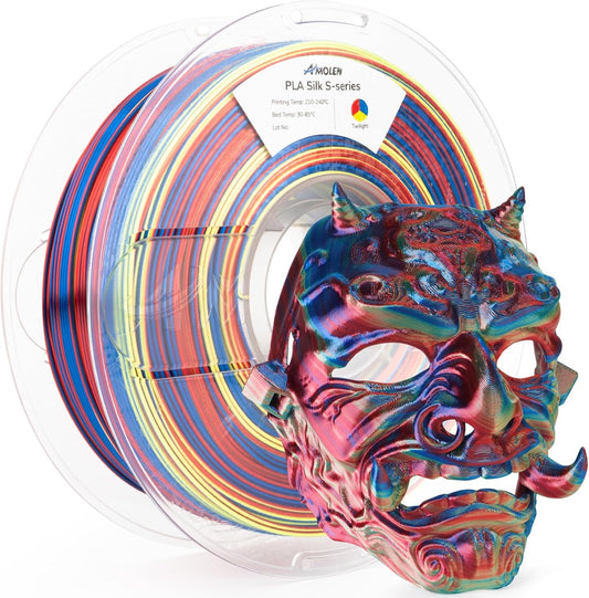AMOLEN Silk PLA 3D Printer Filament, Shiny Multicolor Rainbow PLA Filament 1.75mm, Fast Color Change PLA 3D Printing Filament for Most FDM 3D Printer, Blue Red Yellow, 1kg (2.2lbs)