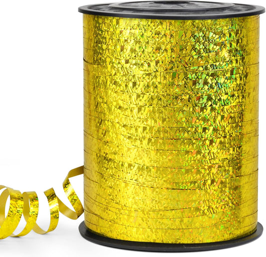 Gold Curling Ribbon - 500 Yard Shiny Metallic Curly Gift Ribbon for Wrapping, Balloons & Floristry