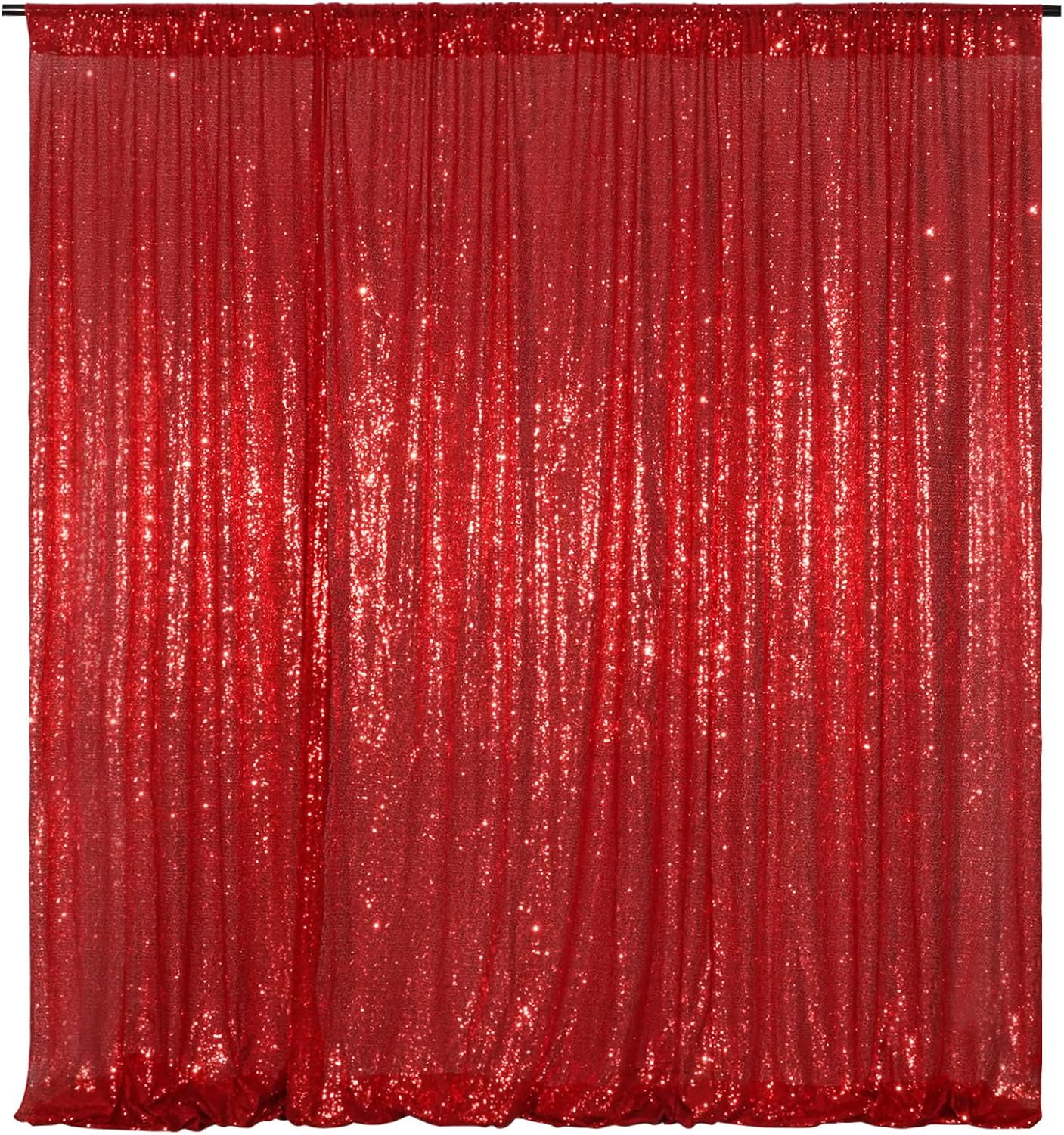 Poise3EHome Red Sequin Backdrop, 20Ft x 10Ft Glitter Photography Background Curtains for Party Baby Shower Wedding Birthday Christmas Thanksgiving Halloween Decoration