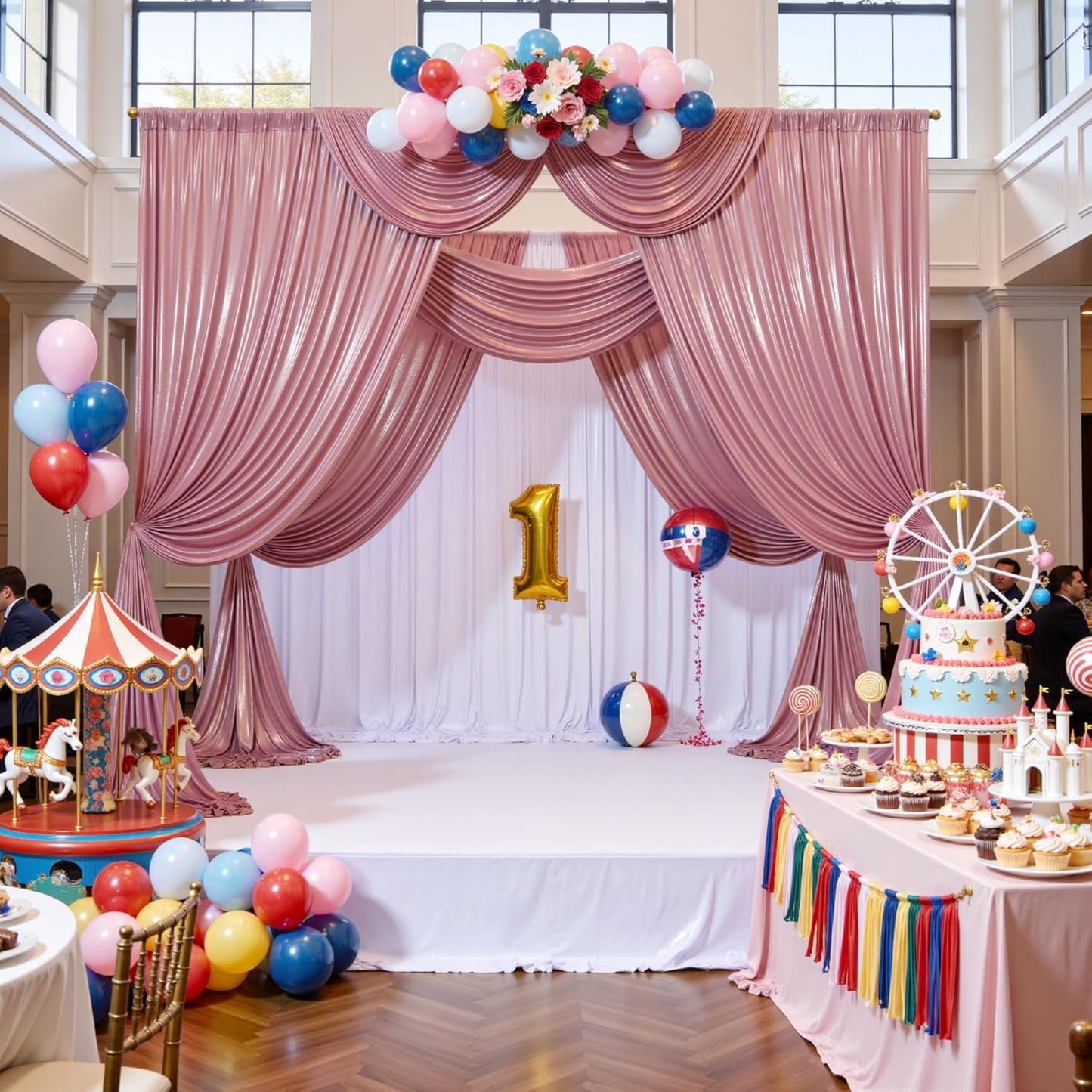 30ftx10ft Rose Gold Sequin Backdrop Curtain Panels for Parties, Wrinkle Free Glitter Photo Backdrop Drapes 6 Panels 5x10FT Shimmer Back Drop Cloth for Wedding Birthday Christmas Photography Background