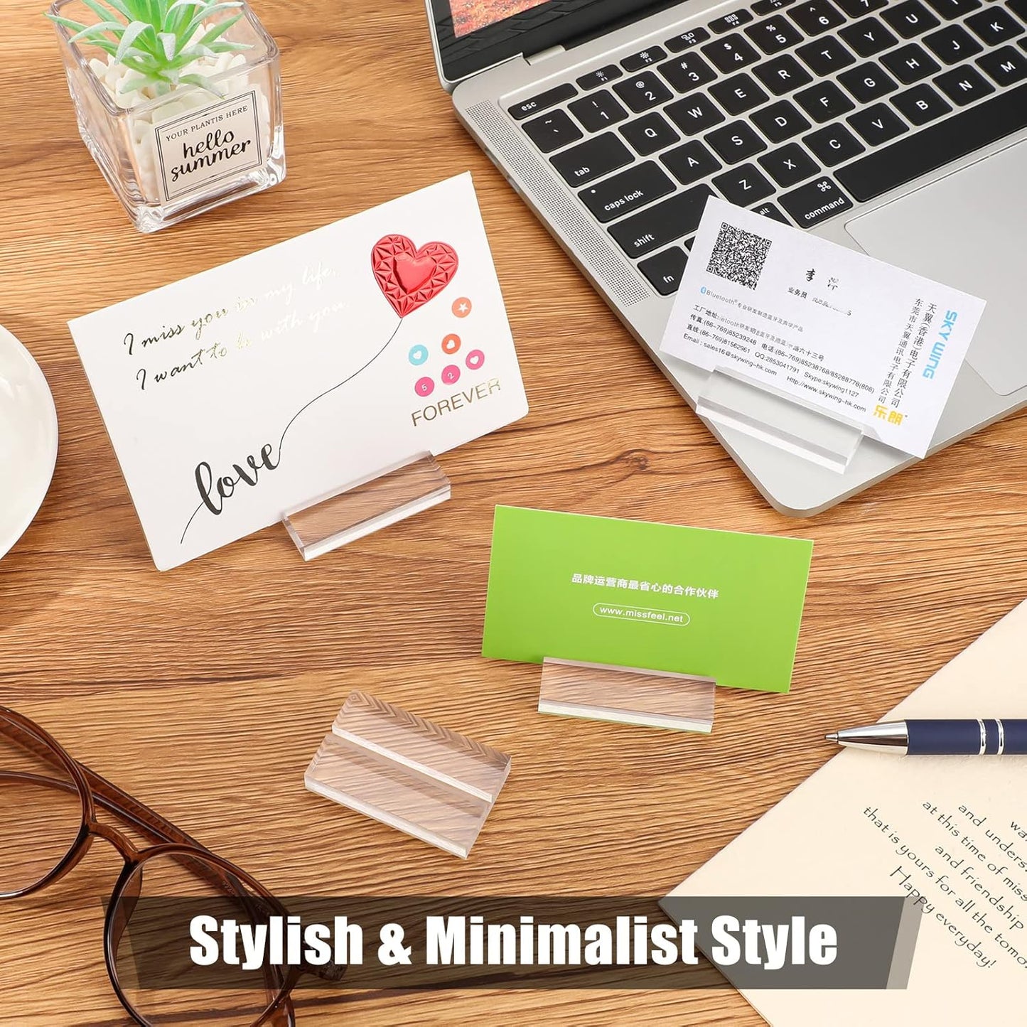 Blulu 40 Pieces Acrylic Place Card Holders 2 Inch Clear Stands Base with 3 mm Card Slot Numbers Display Table Sign for Wedding Exhibition Office Cafe Restaurant Photo Menu Meeting Table Decorations