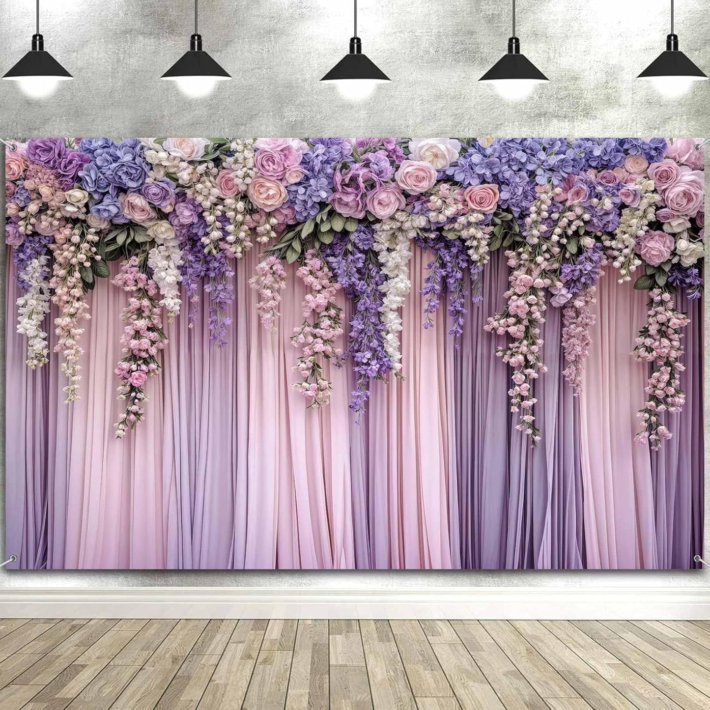 8x6ft Purple Flower Wedding Photography Backdrop Lavender Floral Wedding Bridal Photography Backdrop Anniversary Birthday Baby Shower Girl Party Banner Photo Booth Props Background Wall Decor