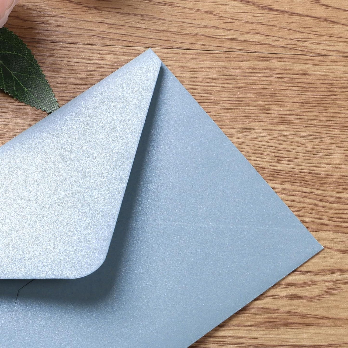 PONATIA 50 Pieces/lot A7 Envelopes, 5.25 X 7.25'' Matte Dusty Blue Envelopes Perfect For 5x7 Weddings Invitation Cards, Graduation, Acrylic Invitations, Photos (Pearl White Liner + Matte Dusty Blue)