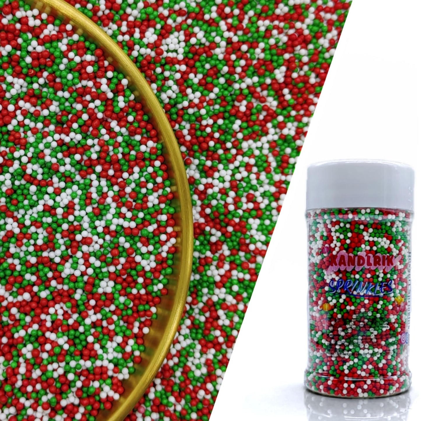 Edible Red & Green & White Pearl Sugar Sprinkles Candy 2mm Mini Pearls Cake Decorations Cupcake Toppers Cookie Decorating Perfect for Wedding Party Valentine Halloween Christmas Supplies 3OZ