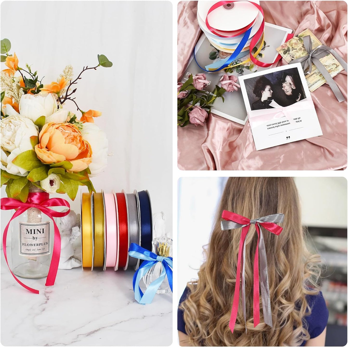 TONIFUL 5/8 Inch x 100yds Black Satin Ribbon Thin Solid Frabic Ribbons for Sewing, Craft, Bows Making, Gift Wrapping, Invitation Cards, Wedding Party Valentine's Decor