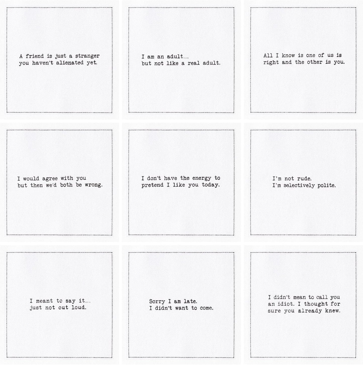 Five Star Napkins Subversive Quotes Cotton Cocktail Napkins,Beverage Napkin, Bar Napkin, Party Napkins,Small Napkins,Napkins for Events,Holidays, Weddings,Parties 4.5"x4.5"-Single Use(50x) Disposable