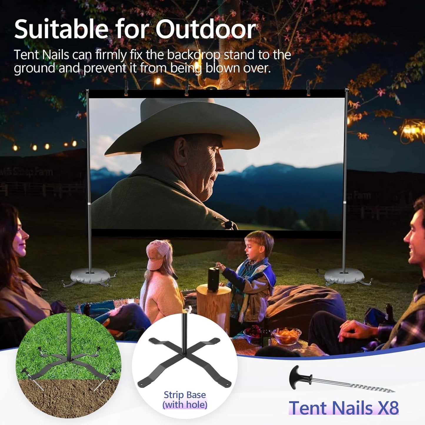 EMART Backdrop Stand 10x8.5FT Photo Studio Adjustable&Lockable Background Stand Support kit with Cross Base for Photography, Parties, Wedding, Outdoors (with 8 Tent Nails, 2 Water Bag, 4 Clamps)