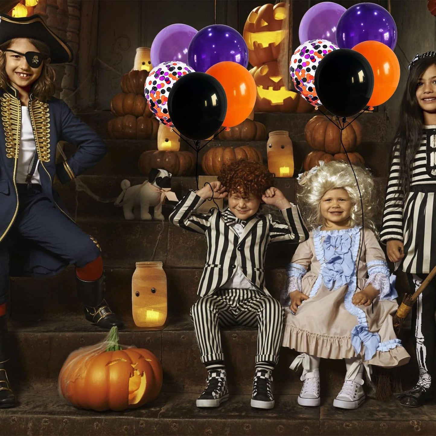 60Pcs Black Orange Purple Balloons, 12 Inch Balloon Purple Black Orange Party Balloons with Confetti Latex Helium Balloon for Birthday Festival Party Decoration Halloween Theme Party Indoor Outdoor