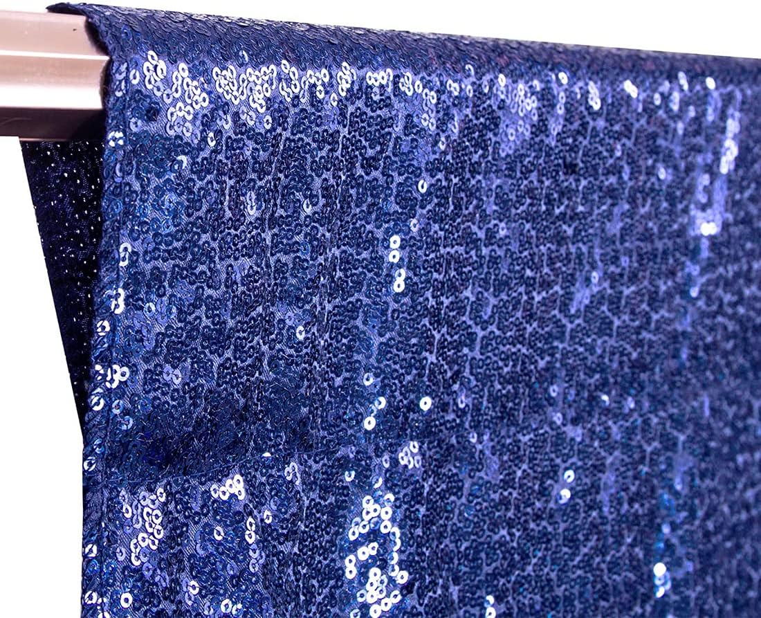 Poise3EHome Navy Blue Sequin Backdrop, 6Ft x 6Ft Glitter Satin Background Drapes for Weddings, Parties, Xmas, Thanksgiving Decor