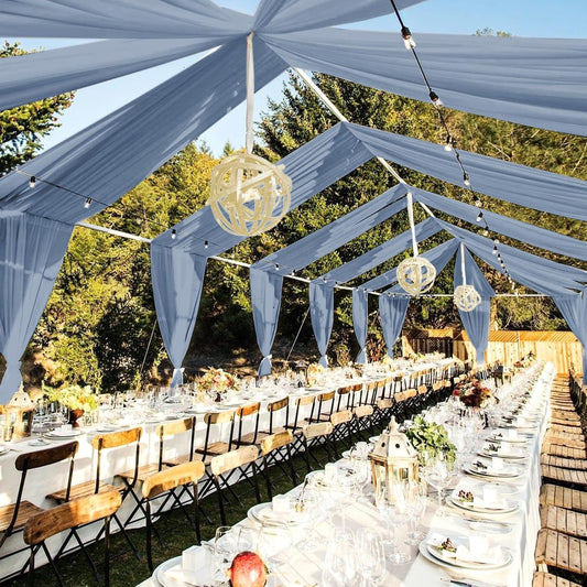 6 Panels Dusty Blue Wedding Ceiling Drapes 5ftx20ft Ceiling Drapes Chiffon Fabric Arch Draping Sheer Curtains Soft Drapery Draping Wedding Ceiling Decorations for Party Ceremony Stage Swag