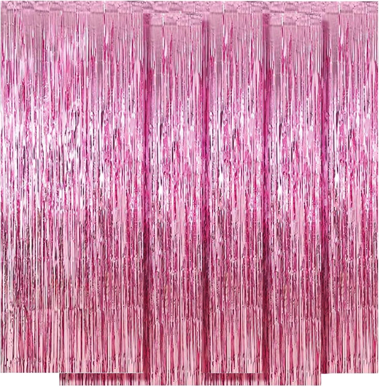 5 Pack Pink Fringe Foil Curtain 3.2ft x 8.2ft Tinsel Backdrop Streamers for Birthday Party Decoration Wedding Christmas Decoration