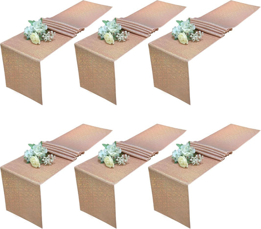 Fitable Sequin Rose Gold Table Runners, Pack of 6-12 x 108 Inch - Sparkle and Glitter Fabric Table Decorations for Event Party, Birthday, Dining