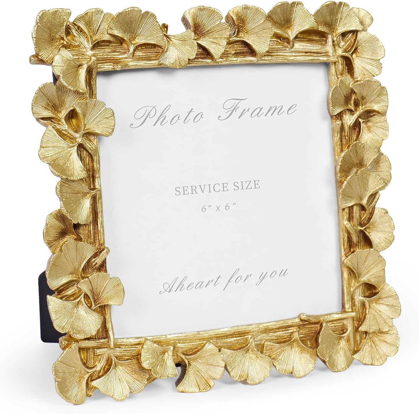 Cuspin Vintage Picture Frame 6x6 Gold Frames, Gold Ornate Leaf Textured Hand-Crafted Resin with Glass Front Antique Photo Frame for Tabletop Display, Retro Design Home Decor