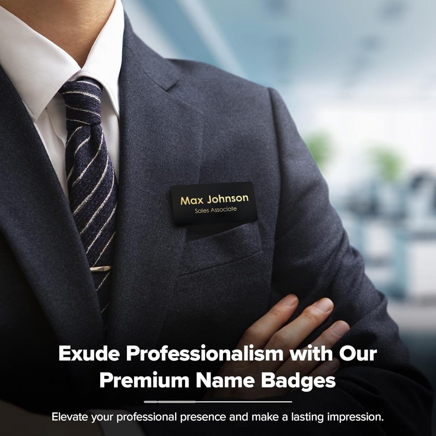 Name Tag, Magnetic Black and Gold Name Tags, Personalized Name Tags, 1.5x3 Inches, Durable Engravable Impact Material, Made in The USA by My Sign Center