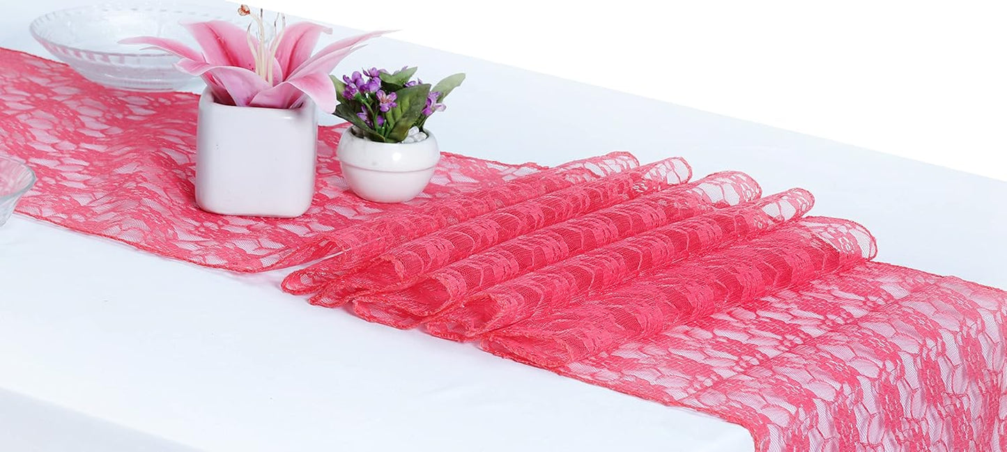 MDS Pack of 12 Wedding 12 x 108 inches Satin Table Runner for Wedding, Decorations for Birthday Parties, Banquets, Graduations, Engagements, Runners fit Rectangle, Round Table- Coral