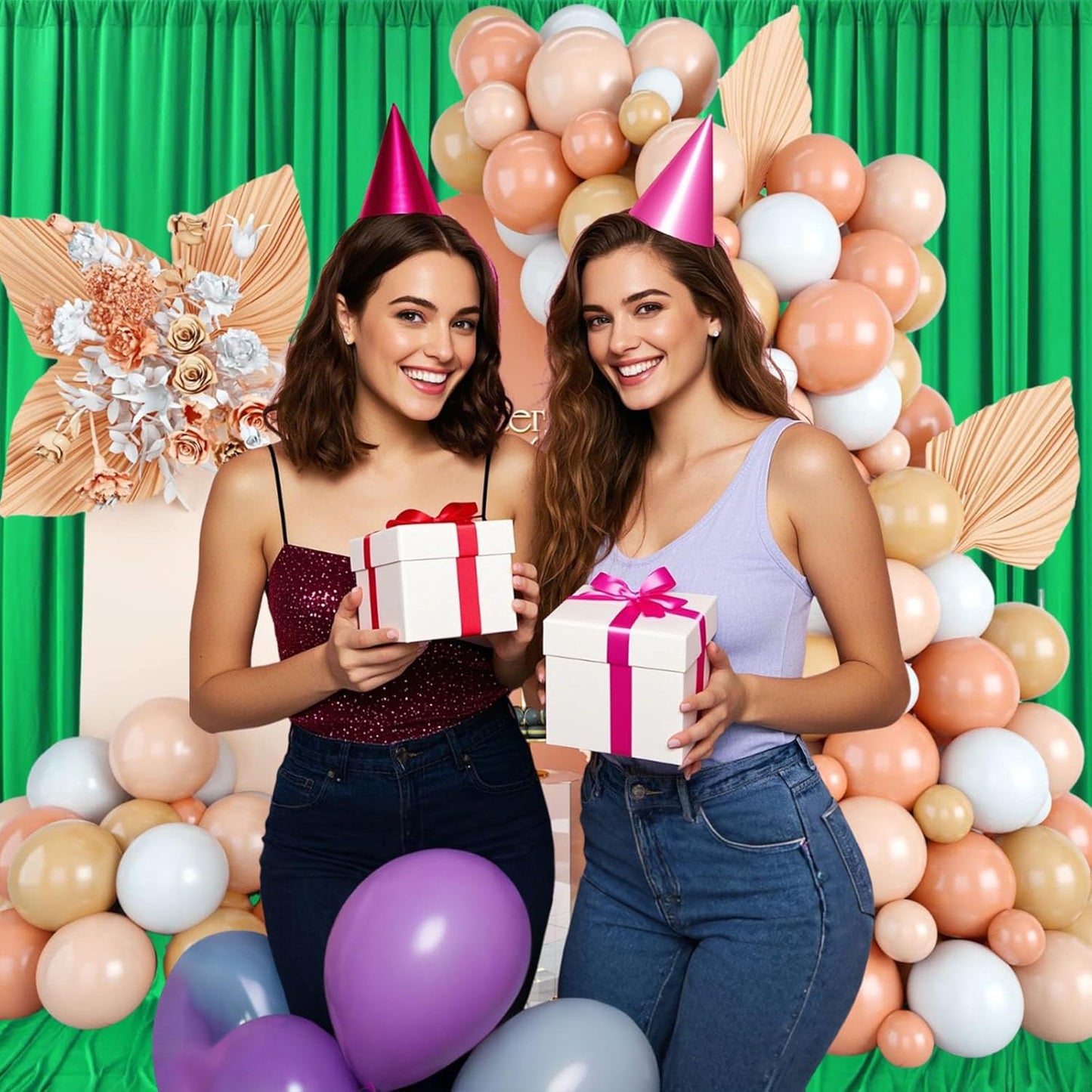 10ft x 10ft Green Backdrop Curtains for Parties, Fabric Satin Background Curtain with Rod Pockets for Weddings, Birthday, Baby Shower, Photography, Graduation Party Backdrop Drapes, 2 Panels