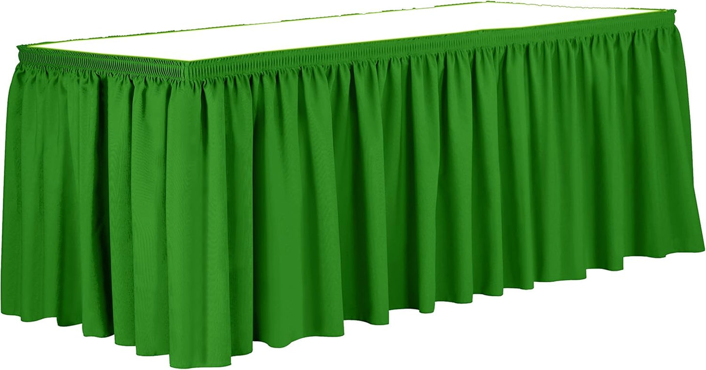 Ultimate Textile Pleat Polyester Fabric Table Skirt - Machine Washable Flame Resistant with Clips for Events, Weddings & Trade Shows, Cut & Sewn in Paterson, NJ - Kelly, 21' Shirred Pleat
