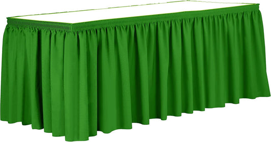 Ultimate Textile Pleat Polyester Fabric Table Skirt - Machine Washable Flame Resistant with Clips for Events, Weddings & Trade Shows, Cut & Sewn in Paterson, NJ - Kelly, 21' Shirred Pleat