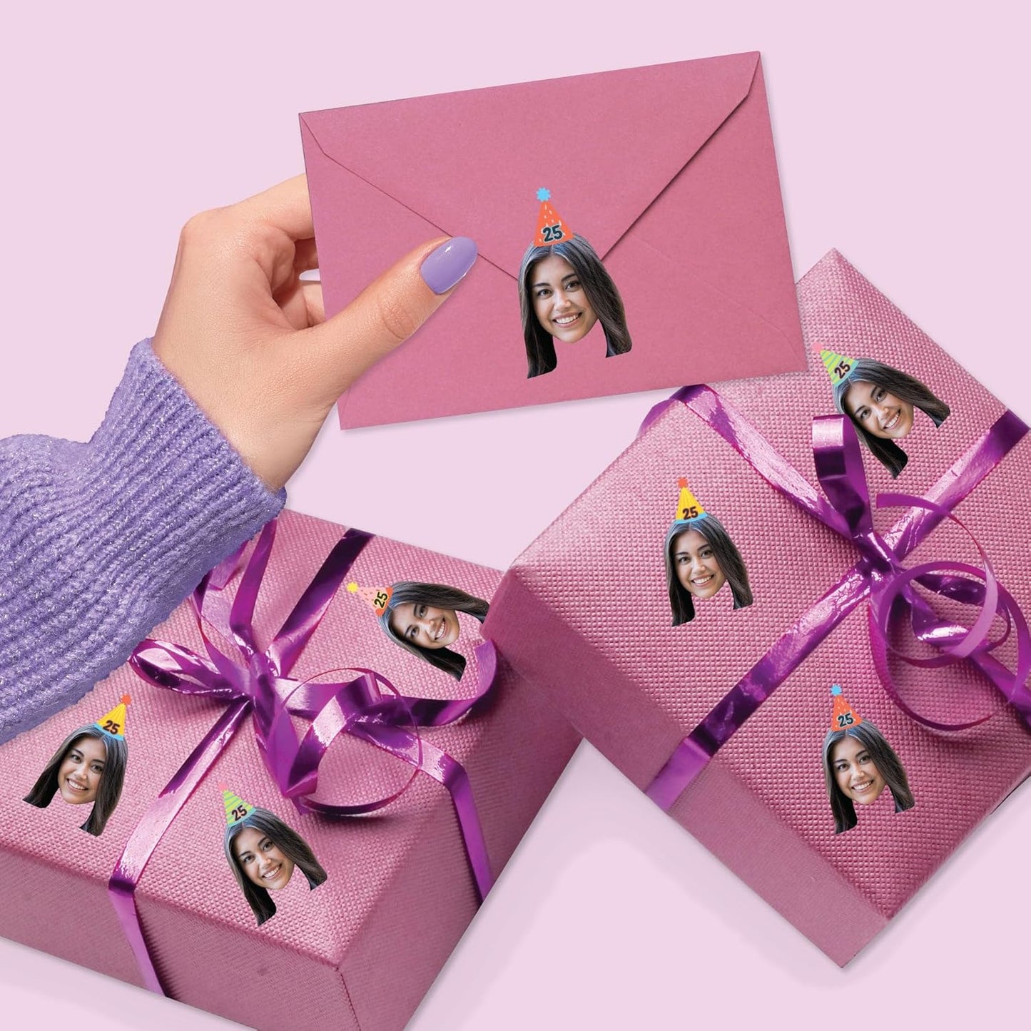 Big Dot of Happiness Custom Photo Party Time - Happy Birthday Party Favors - Fun Face Cut-Out Stickers - Set of 24