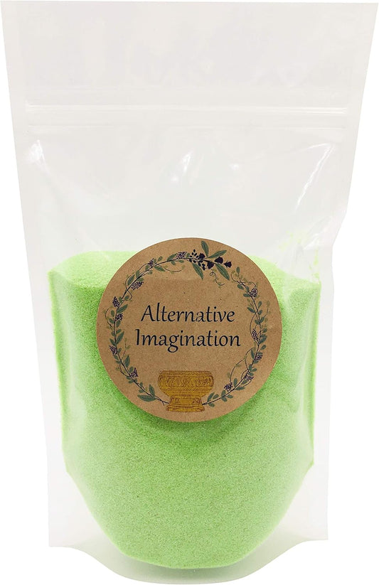 Alternative Imagination Lime Green Sand - Fine Sand for Zen Garden, Resin Incense Burner, Smudge Bowl, Ritual Incense, Cast Iron Cauldron, Unity Ceremony, Sensory Bin Table, Crafts (1 Pound)