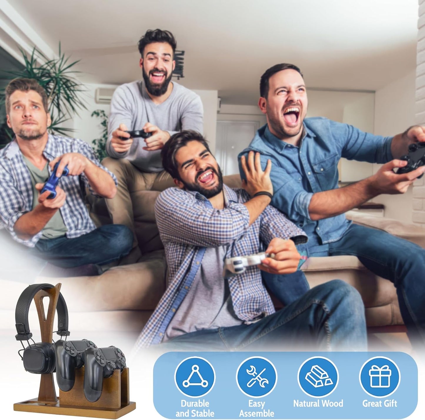 Game Controller Holder Gifts for Gamers to Organize Gaming Accessories & Headphone Holder, Unique Gamer Gifts Headset Stand PS4 PS5 Controllers Holders, Stylish Controller Stand Gaming Equipment