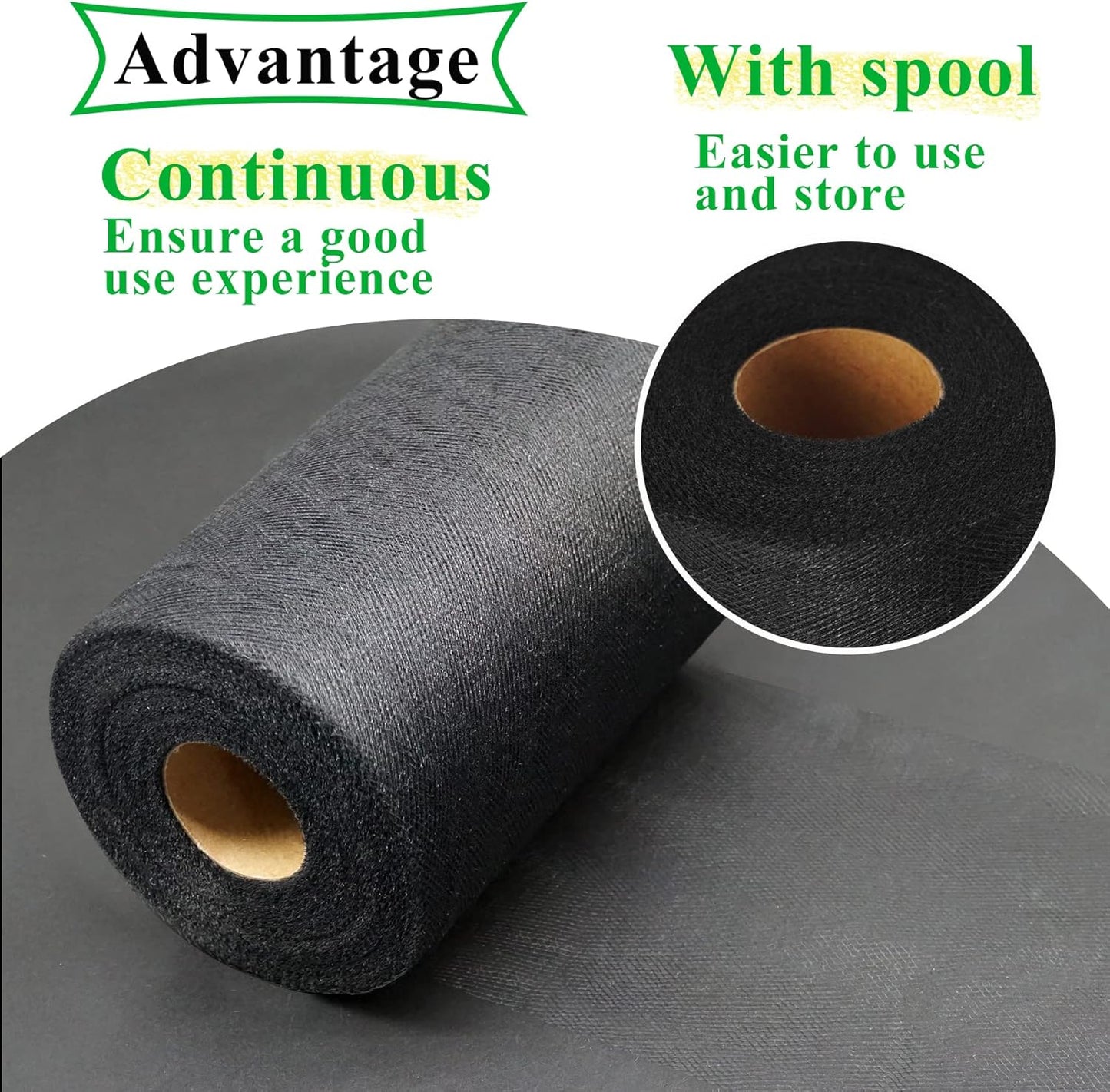Black Tulle Fabric Rolls 6 Inch by 100 Yards (300 feet) Fabric Spool Tulle Ribbon for DIY Black Halloween Tutu Bow Baby Shower Birthday Party Wedding Decorations Christmas Craft Supplies