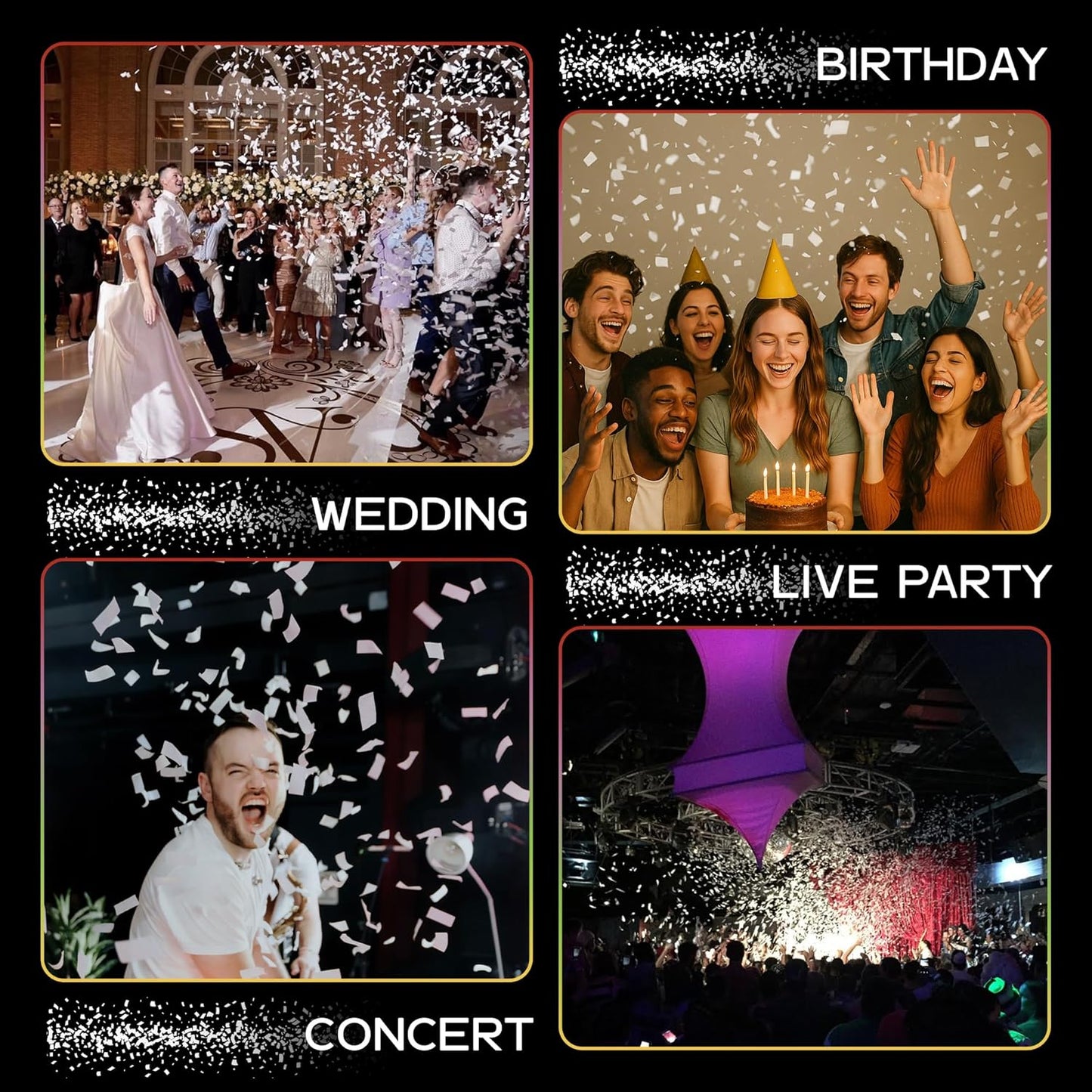 White Biodegradable Confetti - Rectangular Fluttering Tissue Paper Confetti for Cannon and Launcher use – Best for Gender Reveal, Parties, Concerts and Weddings - 20 lb, 320 oz