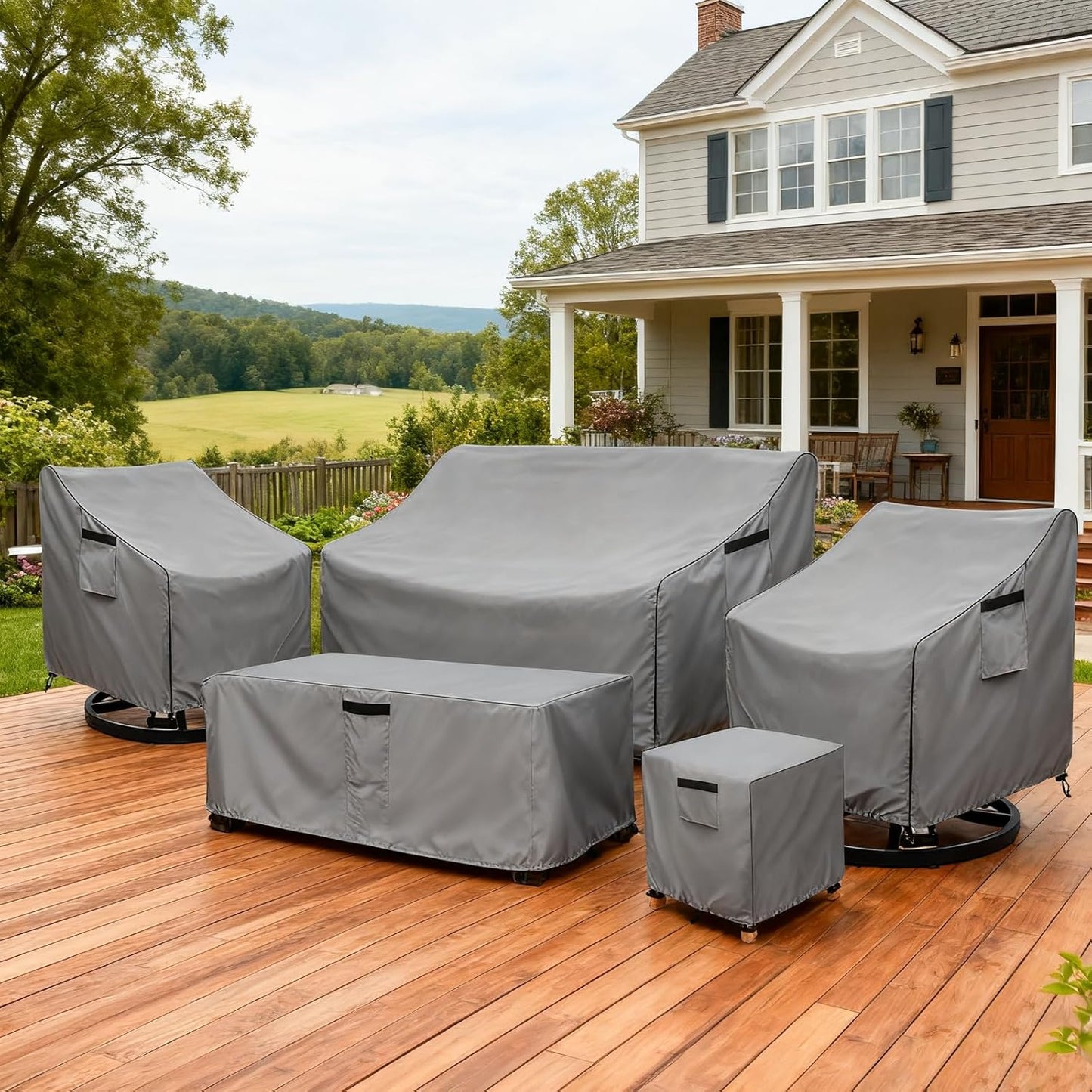 Okcool Outdoor Swivel Chair Cover 2 Pack,Outdoor Furniture Patio Chair Covers Waterproof Clearance,(27.5"W x 32.5"D x 39"H) Outdoor Lawn Patio Furniture Covers,Grey