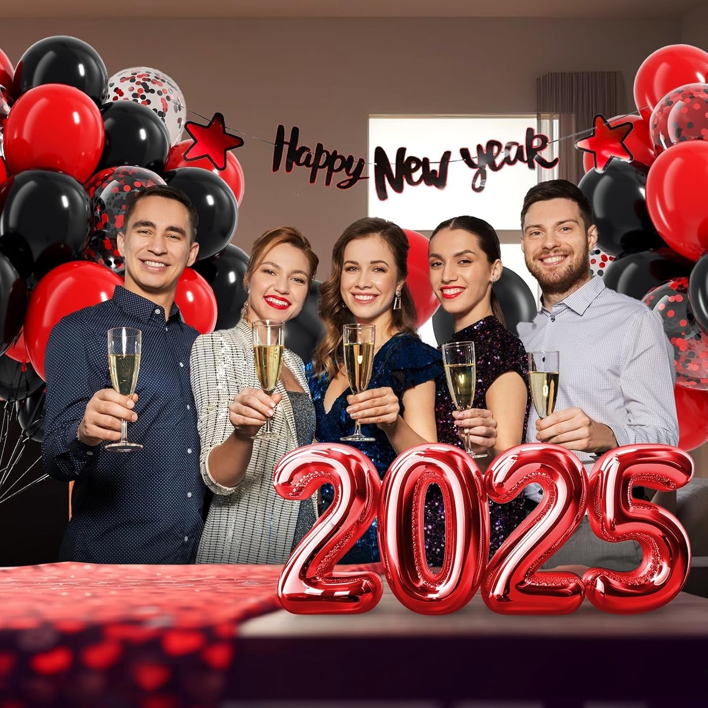 Red and Black Balloons, 60pcs 12inch Black Red Confetti Balloons for Graduation Wedding New Year Eve Birthday Party Decorations