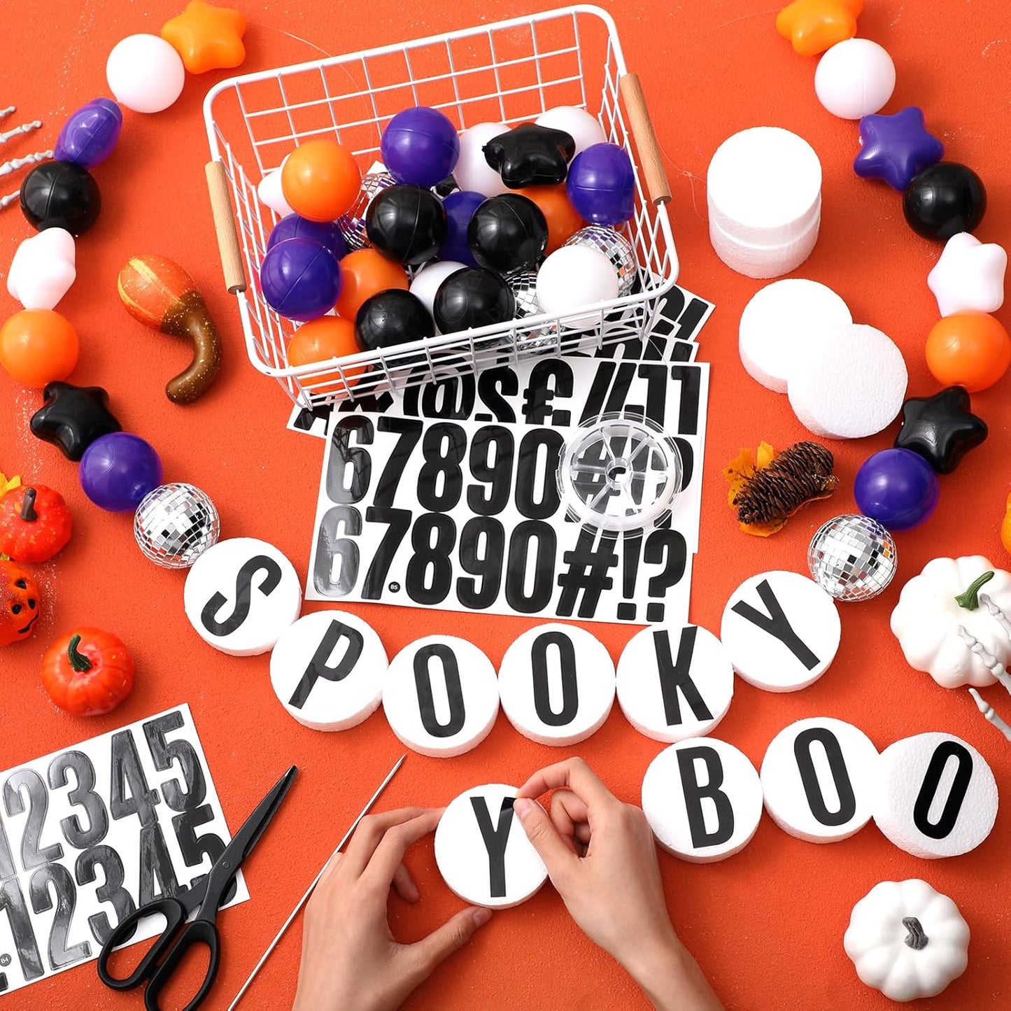 Giant Friendship Bracelet Garland Kit, DIY Birthday Banner with Letters Ball Jumbo Customizable Friendship Bracelet Decor for Halloween Christmas Wedding Party(Black, Orange, Purple)