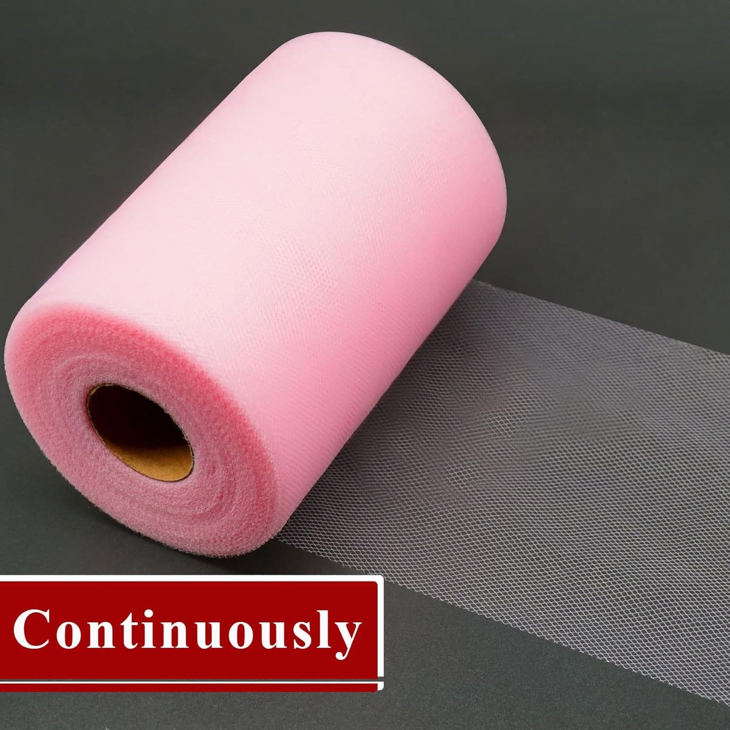 Pink Tulle Fabric Rolls 6 Inch by 200 Yards (600 feet) Fabric Spool Tulle Ribbon for DIY Pink Tutu Bow Baby Shower Birthday Party Wedding Decorations Craft Supplies