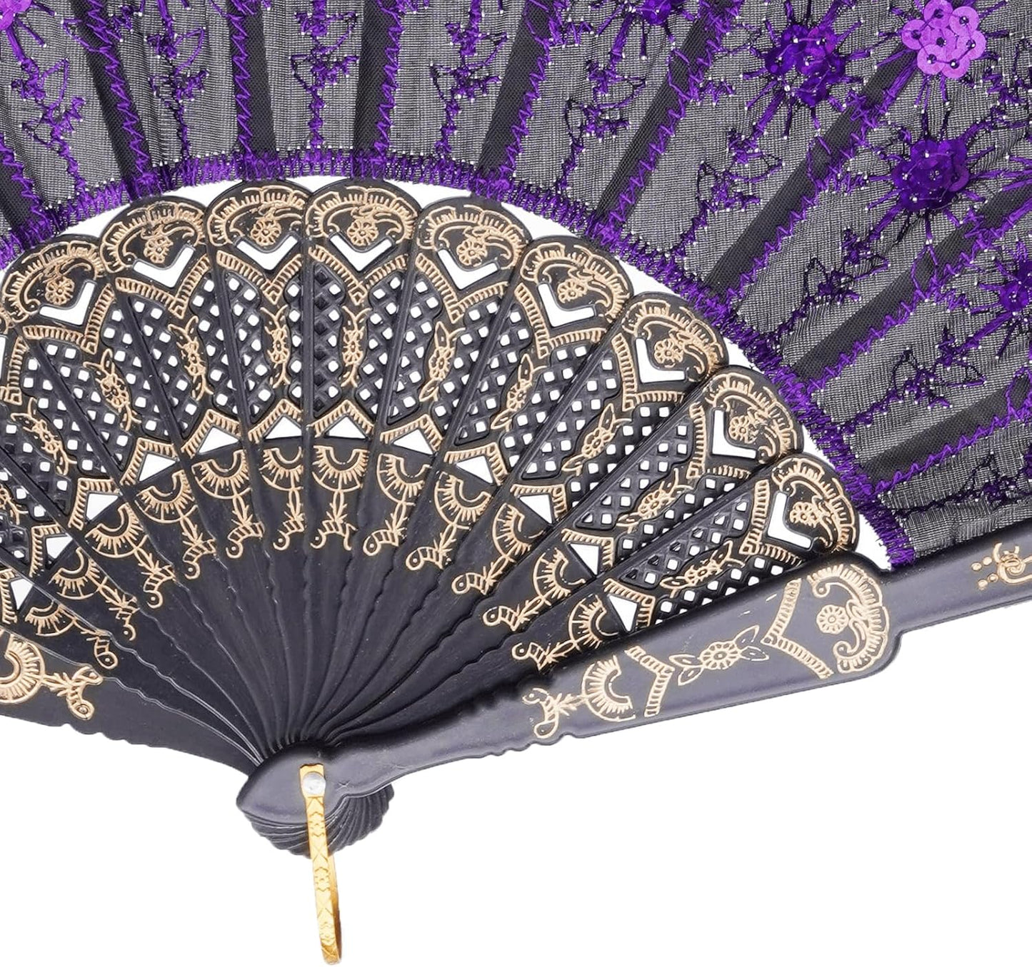 QIRMIZI 30 Pack Fabric Folding Handheld Fans, Perfect for Weddings, Parties, and Dancing,Purple